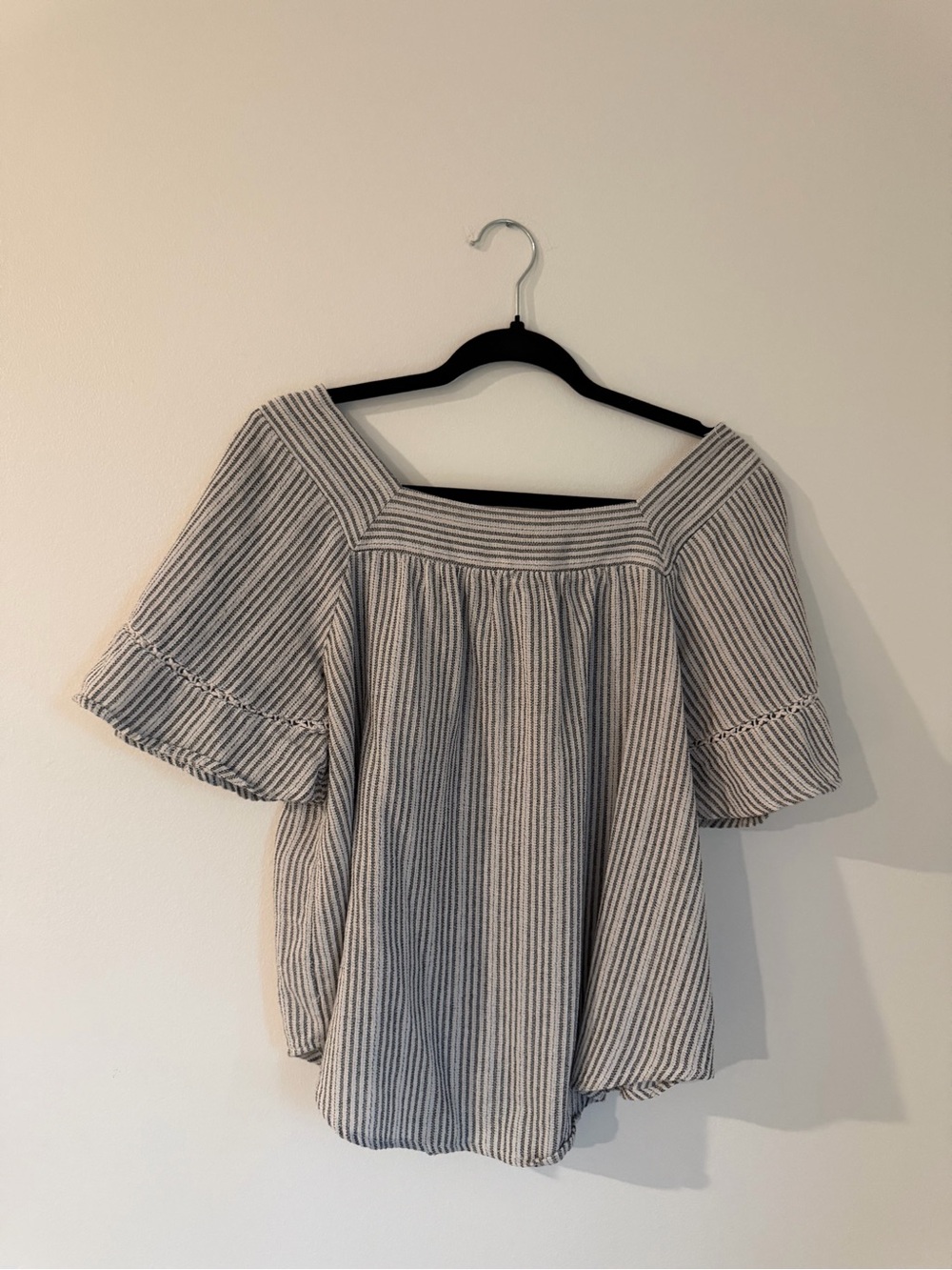 Universal Thread Striped Square-Neck Top - Gray & White